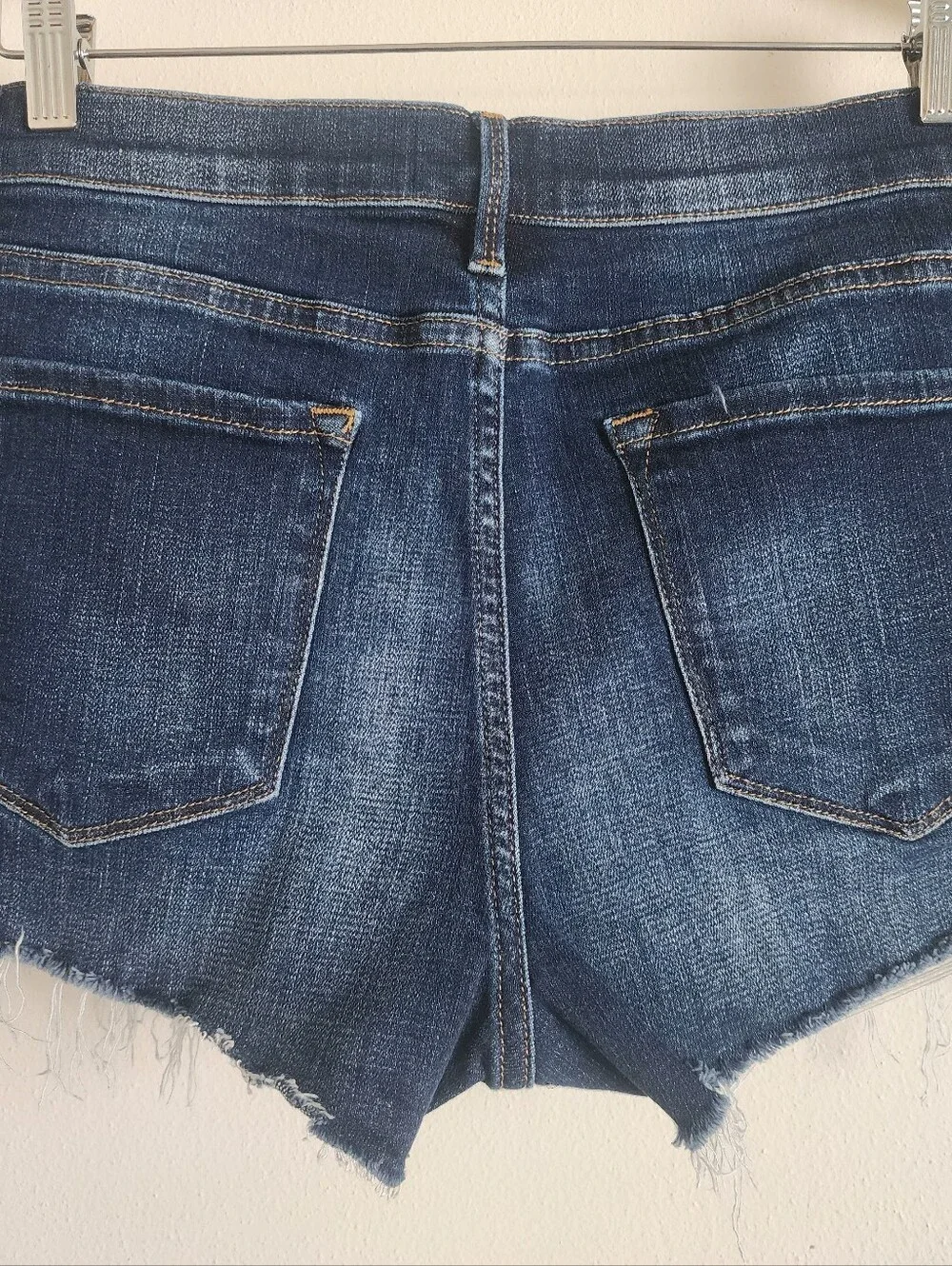 FRAME Le Cutoff Astor Raw Edge Denim Shorts Dark Wash 29 - Picture 6 of 12